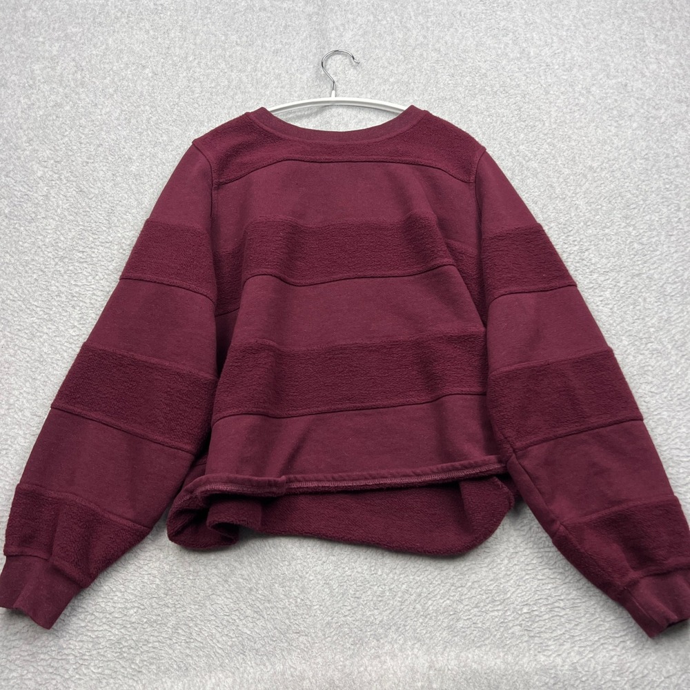 Wrap London Sweatshirt Womens 10 Burgundy Striped Organic Cotton Hemp Pullover
